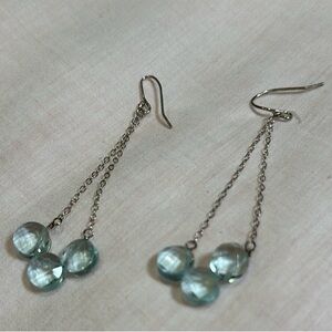 Pretty silver and light blue/green stone hanging earrings